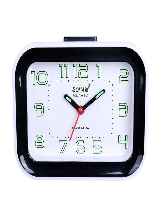 Sonam Table Clock Alarm Clock for Students 1 Year Warranty, 14x10 cm (Black) - Image 1